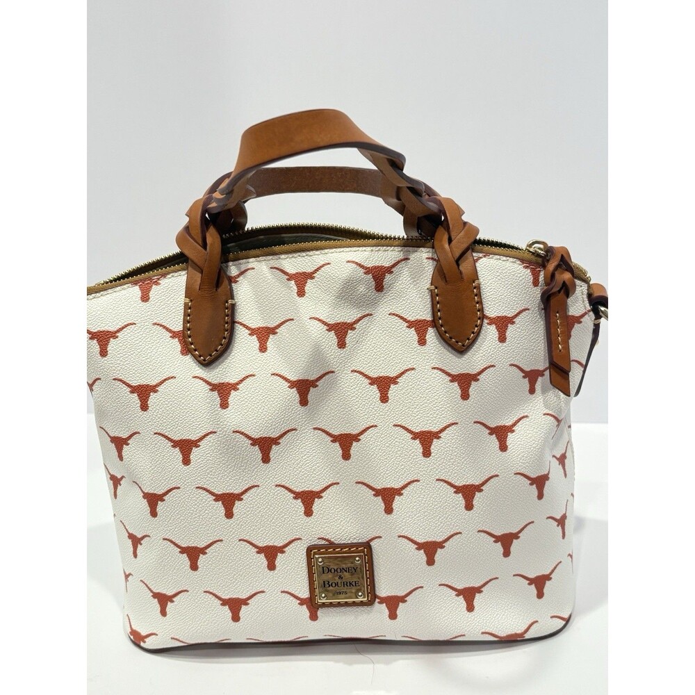 Dooney & Bourke Texas Longhorns pattern purse featuring burnt orange longhorn